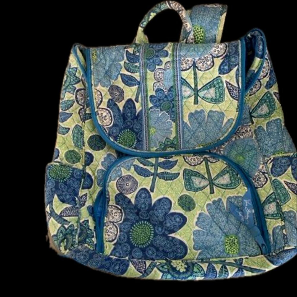 Vera Bradley Campus Tech Backpack in the retired Doodle Daisy pattern